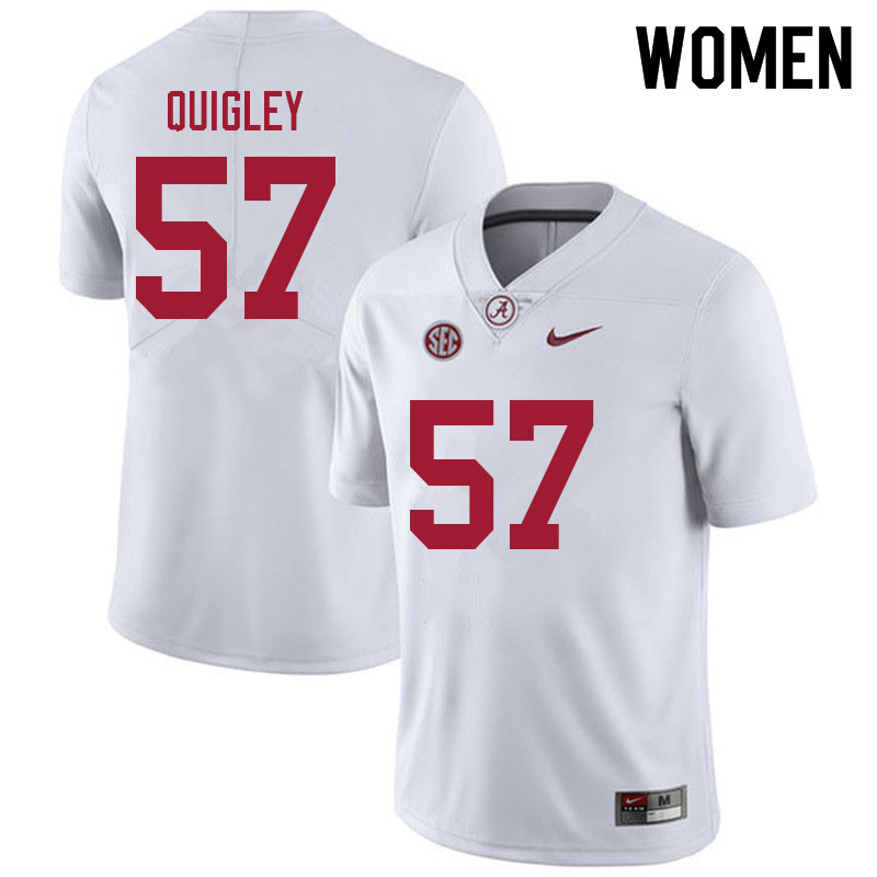 Women #57 Chase Quigley Alabama Crimson Tide College Football Jerseys Sale-White